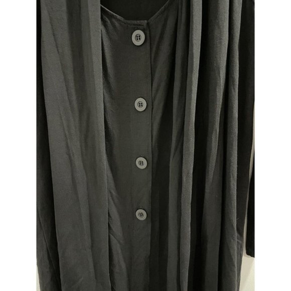 Mela Purdie Black Top Draped Scarf Overlay Size 10 Button Down - Picture 5 of 9